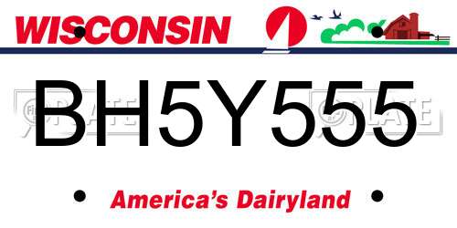BH5Y555 Wisconsin License Plate