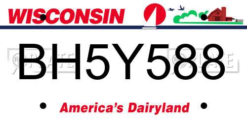 BH5Y588 Wisconsin License Plate