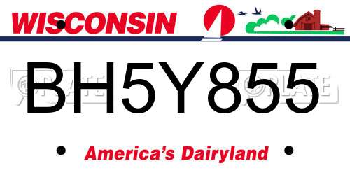 BH5Y855 Wisconsin License Plate