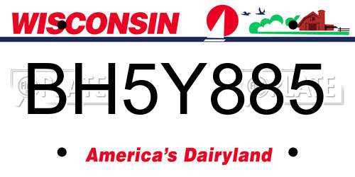 BH5Y885 Wisconsin License Plate