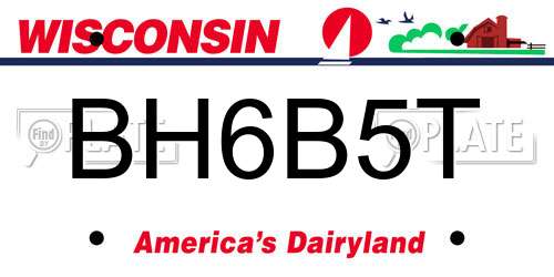 BH6B5T Wisconsin License Plate