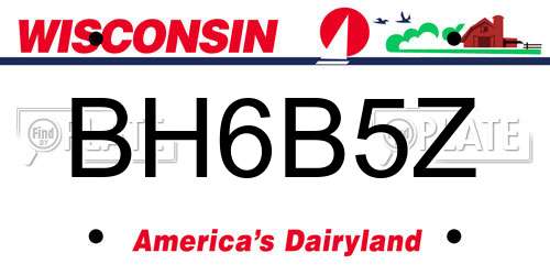 BH6B5Z Wisconsin License Plate