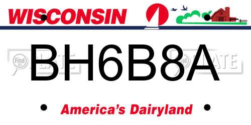 BH6B8A Wisconsin License Plate