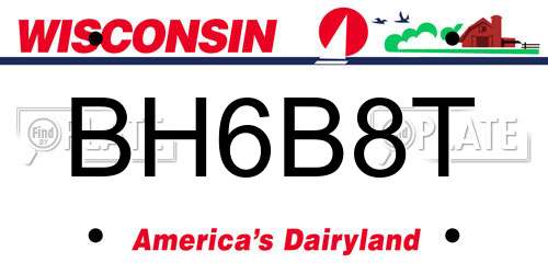 BH6B8T Wisconsin License Plate