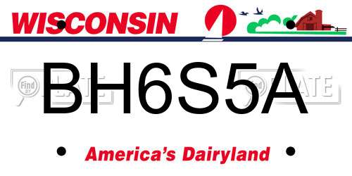 BH6S5A Wisconsin License Plate