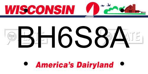 BH6S8A Wisconsin License Plate