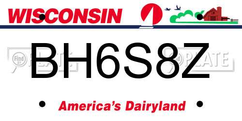 BH6S8Z Wisconsin License Plate