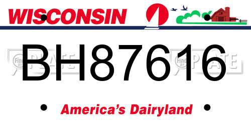 BH87616 Wisconsin License Plate
