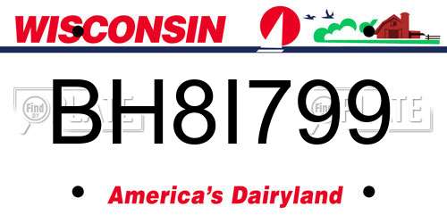 BH8I799 Wisconsin License Plate