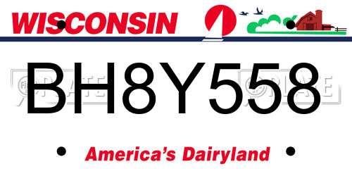 BH8Y558 Wisconsin License Plate