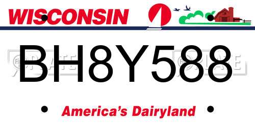 BH8Y588 Wisconsin License Plate