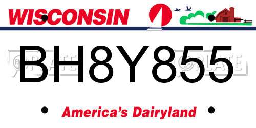 BH8Y855 Wisconsin License Plate