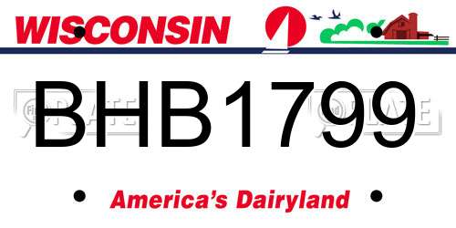 BHB1799 Wisconsin License Plate