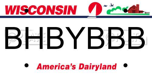 BHBYBBB Wisconsin License Plate