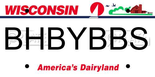 BHBYBBS Wisconsin License Plate
