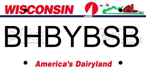 BHBYBSB Wisconsin License Plate