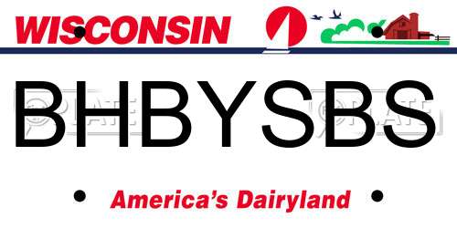 BHBYSBS Wisconsin License Plate