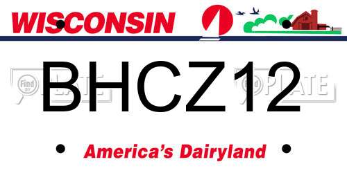 BHCZ12 Wisconsin License Plate