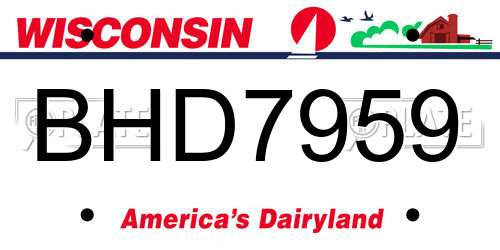 BHD7959 Wisconsin License Plate