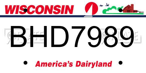 BHD7989 Wisconsin License Plate