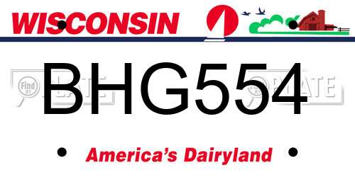 BHG554 Wisconsin License Plate
