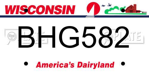 BHG582 Wisconsin License Plate