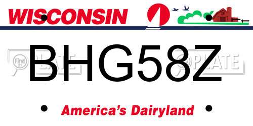 BHG58Z Wisconsin License Plate