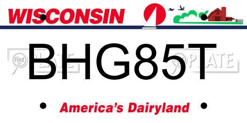 BHG85T Wisconsin License Plate