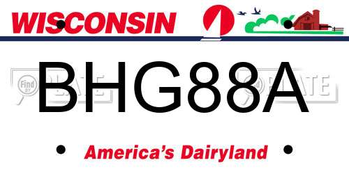 BHG88A Wisconsin License Plate