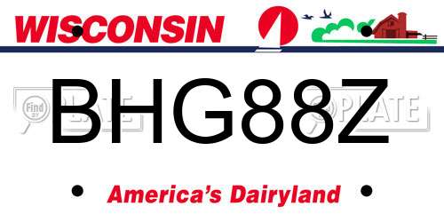 BHG88Z Wisconsin License Plate