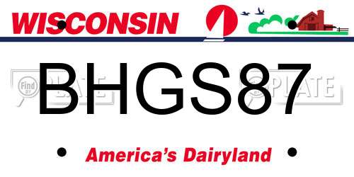 BHGS87 Wisconsin License Plate