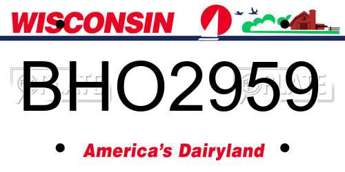 BHO2959 Wisconsin License Plate