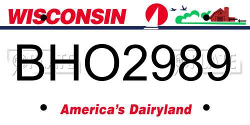 BHO2989 Wisconsin License Plate