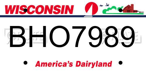 BHO7989 Wisconsin License Plate
