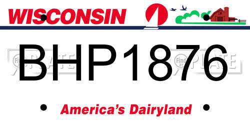 BHP1876 Wisconsin License Plate