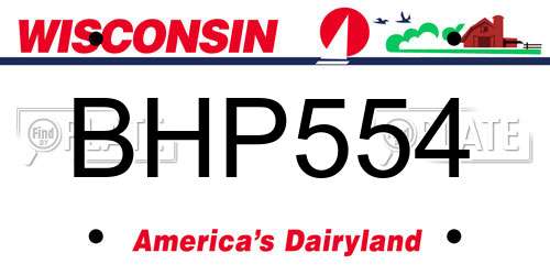 BHP554 Wisconsin License Plate