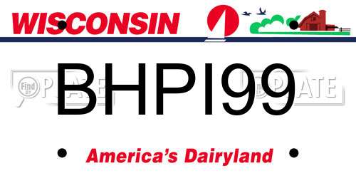 BHPI99 Wisconsin License Plate