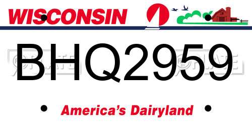 BHQ2959 Wisconsin License Plate