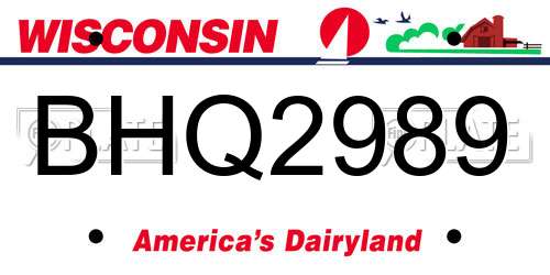BHQ2989 Wisconsin License Plate