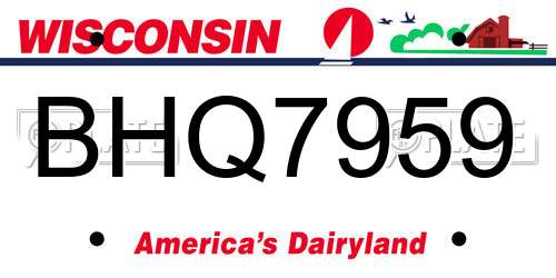 BHQ7959 Wisconsin License Plate