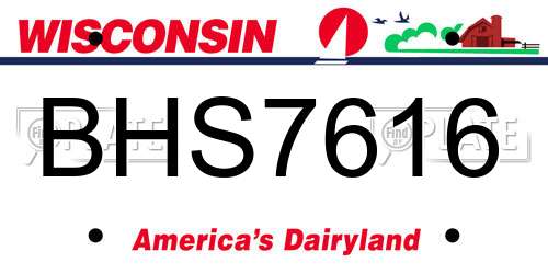 BHS7616 Wisconsin License Plate