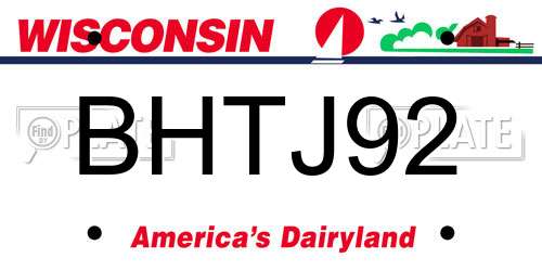 BHTJ92 Wisconsin License Plate