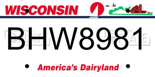 BHW8981 Wisconsin License Plate