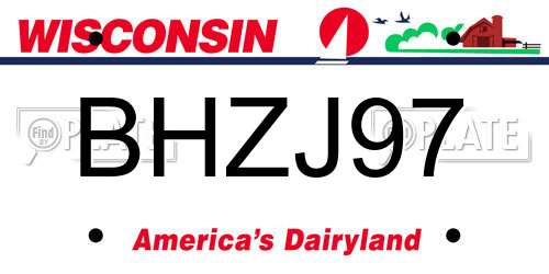 BHZJ97 Wisconsin License Plate