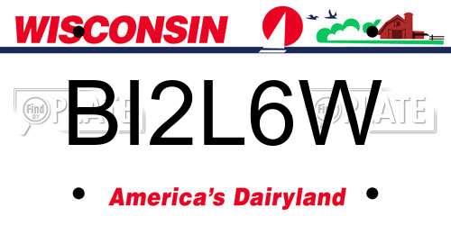 BI2L6W Wisconsin License Plate