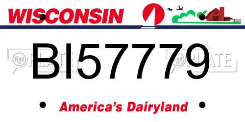 BI57779 Wisconsin License Plate