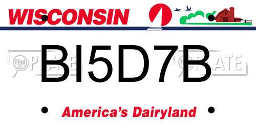 BI5D7B Wisconsin License Plate