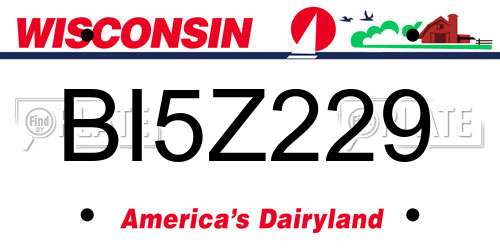 BI5Z229 Wisconsin License Plate