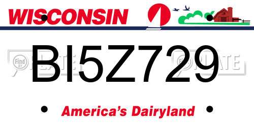 BI5Z729 Wisconsin License Plate