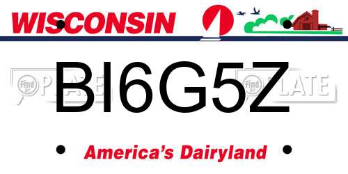 BI6G5Z Wisconsin License Plate